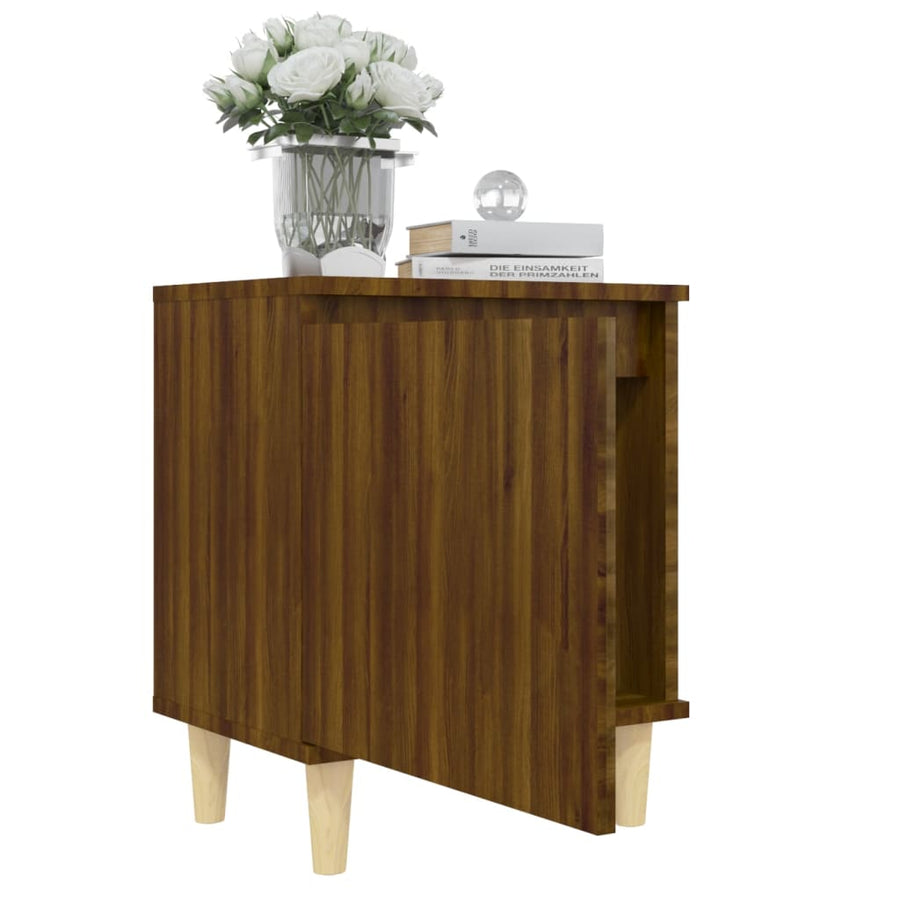 Nachtkastje Met Houten Poten 40X30X50 Cm 1 bruin eikenkleur