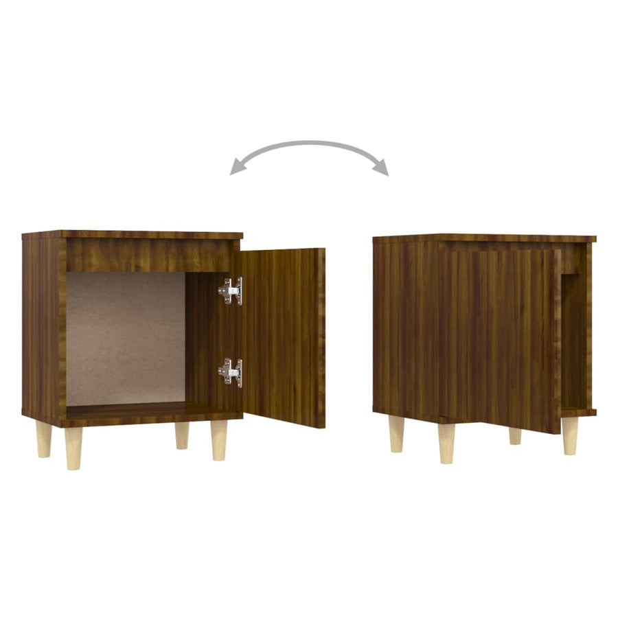 Nachtkastje Met Houten Poten 40X30X50 Cm 1 bruin eikenkleur
