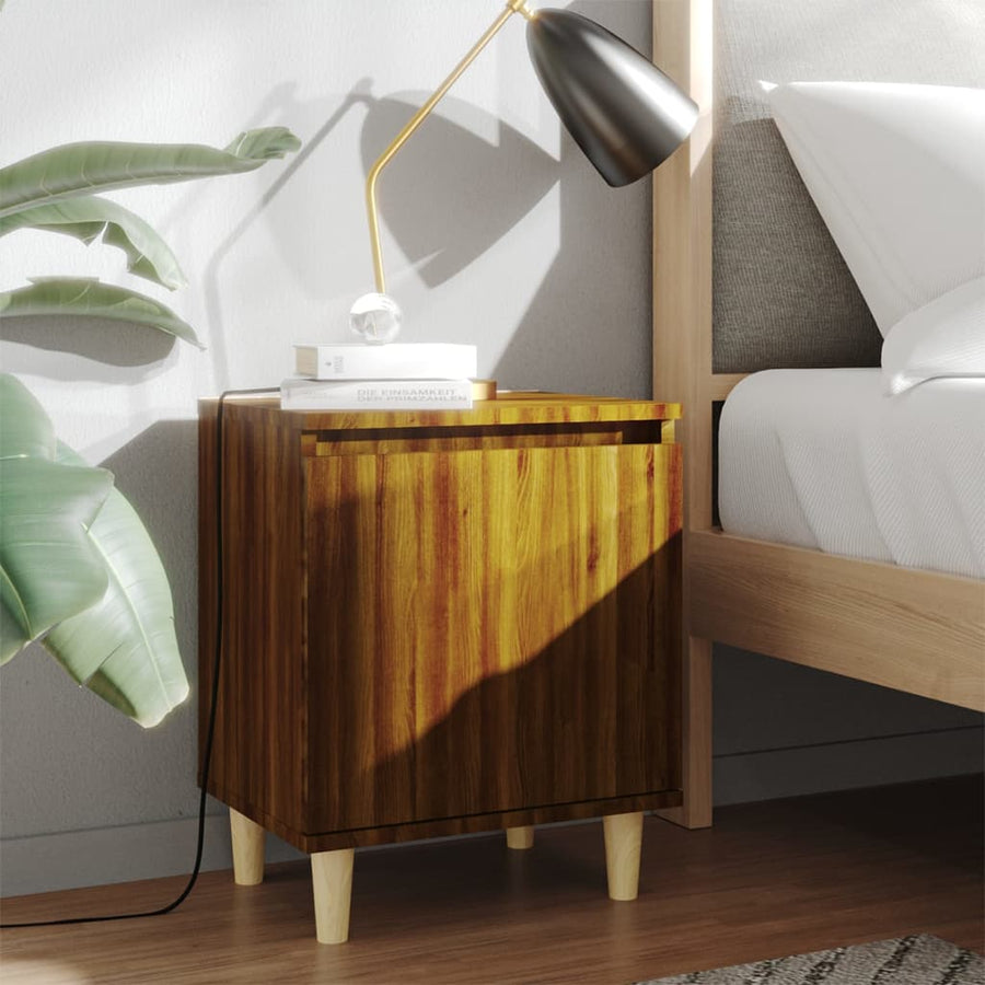 Nachtkastje Met Houten Poten 40X30X50 Cm 1 bruin eikenkleur