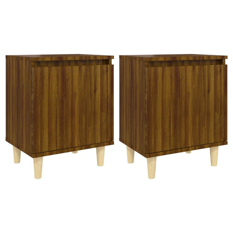 Nachtkastjes Met Houten Poten 40X30X50 Cm Bruineikenkleur 2 bruin eikenkleur