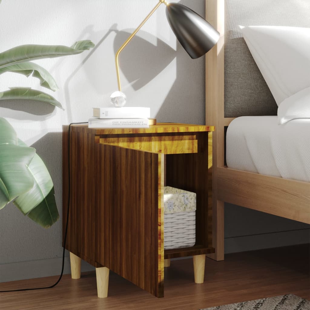 Nachtkastjes Met Houten Poten 40X30X50 Cm Bruineikenkleur 2 bruin eikenkleur