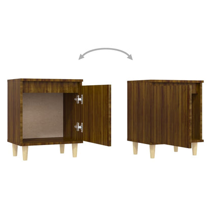 Nachtkastjes Met Houten Poten 40X30X50 Cm Bruineikenkleur 2 bruin eikenkleur
