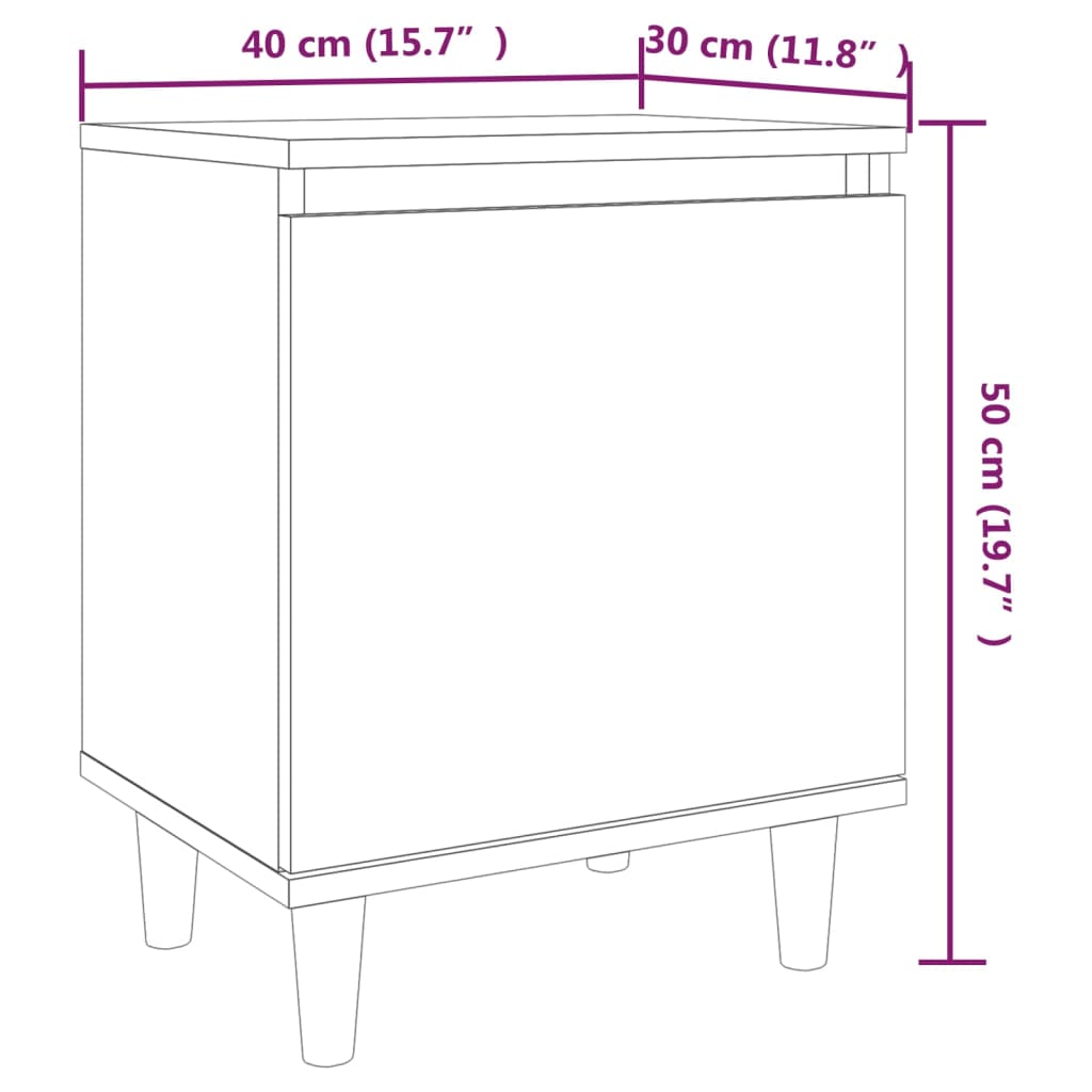 Nachtkastjes Met Houten Poten 40X30X50 Cm Bruineikenkleur 2 bruin eikenkleur