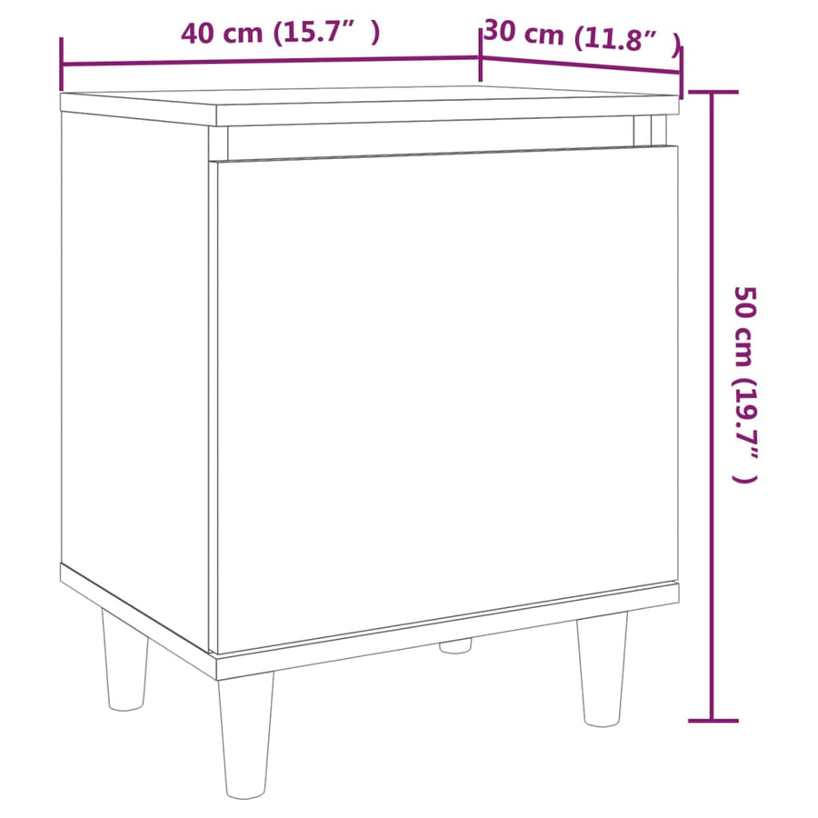 Nachtkastjes Met Houten Poten 40X30X50 Cm Bruineikenkleur 2 bruin eikenkleur