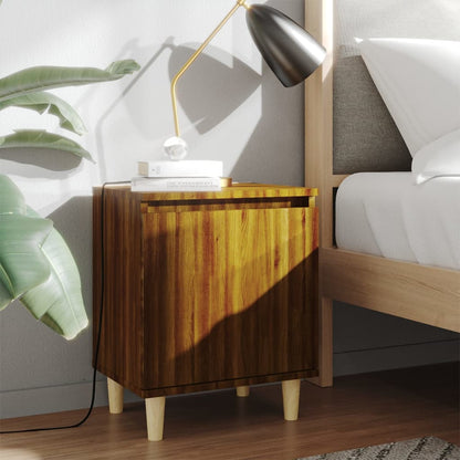 Nachtkastjes Met Houten Poten 40X30X50 Cm Bruineikenkleur 2 bruin eikenkleur