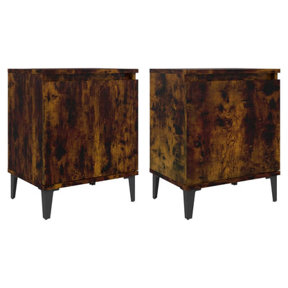 Nachtkastjes Met Metalen Poten 40X30X50 Cm Kleurig 2 Gerookt eiken