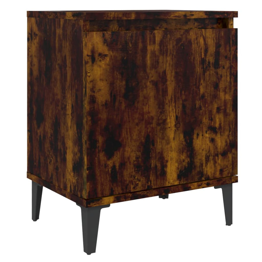 Nachtkastjes Met Metalen Poten 40X30X50 Cm Kleurig 2 Gerookt eiken