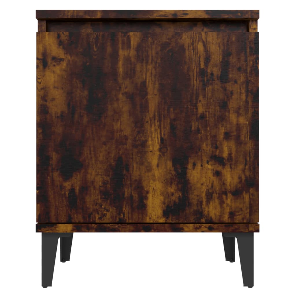 Nachtkastjes Met Metalen Poten 40X30X50 Cm Kleurig 2 Gerookt eiken
