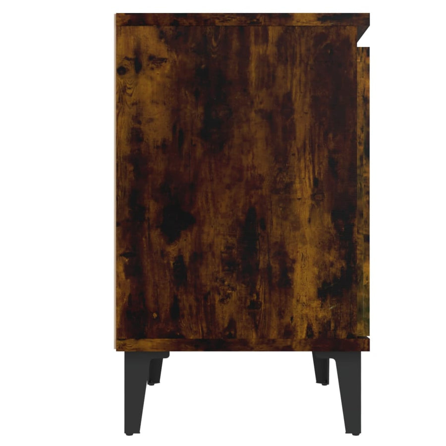 Nachtkastjes Met Metalen Poten 40X30X50 Cm Kleurig 2 Gerookt eiken