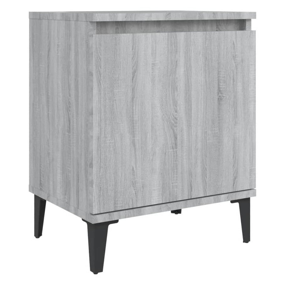 Nachtkastje met metalen poten 40x30x50 cm grijs sonoma eiken