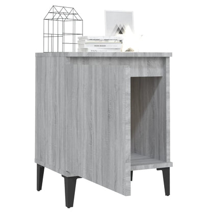Nachtkastje met metalen poten 40x30x50 cm grijs sonoma eiken