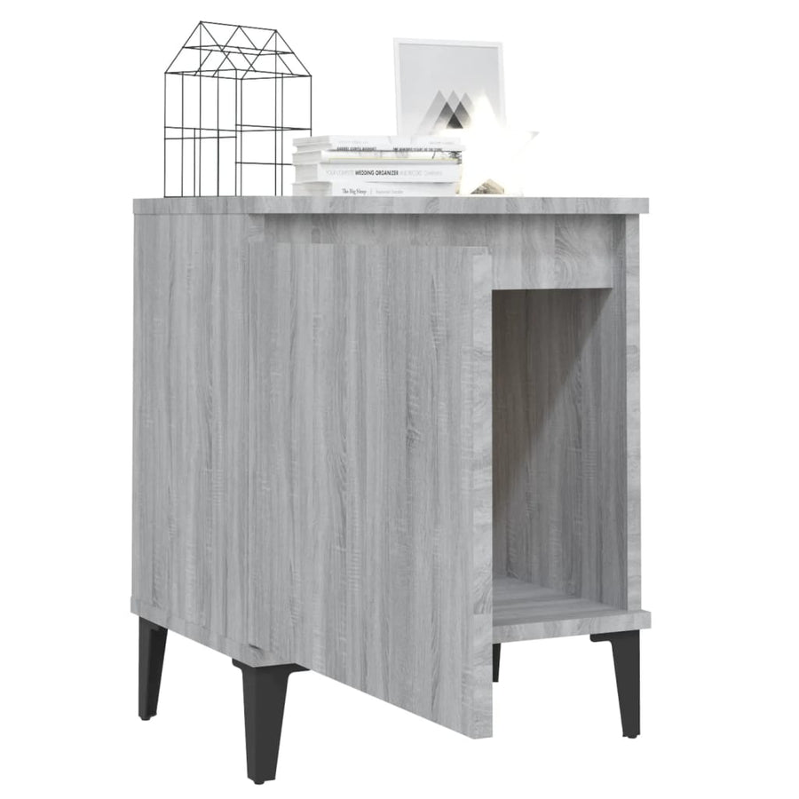Nachtkastje met metalen poten 40x30x50 cm grijs sonoma eiken