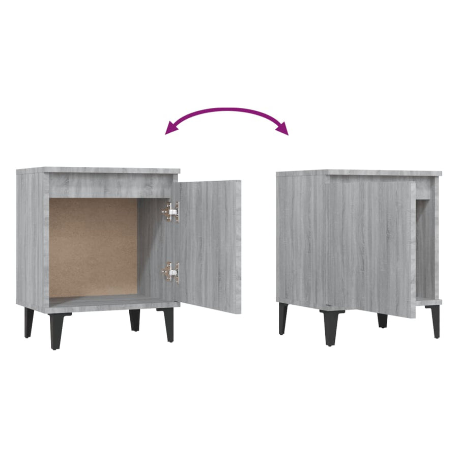 Nachtkastje met metalen poten 40x30x50 cm grijs sonoma eiken