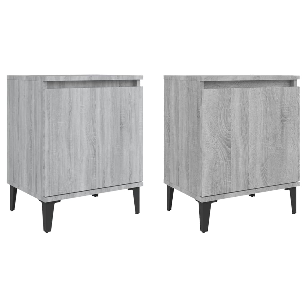 Nachtkastjes Met Metalen Poten 40X30X50 Cm 2 Grijs sonoma
