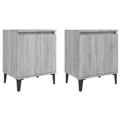 Nachtkastjes Met Metalen Poten 40X30X50 Cm 2 Grijs sonoma