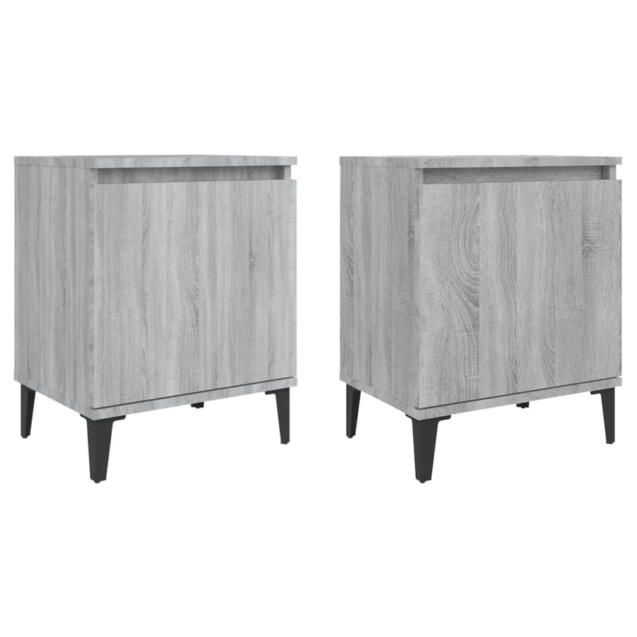 Nachtkastjes Met Metalen Poten 40X30X50 Cm 2 Grijs sonoma