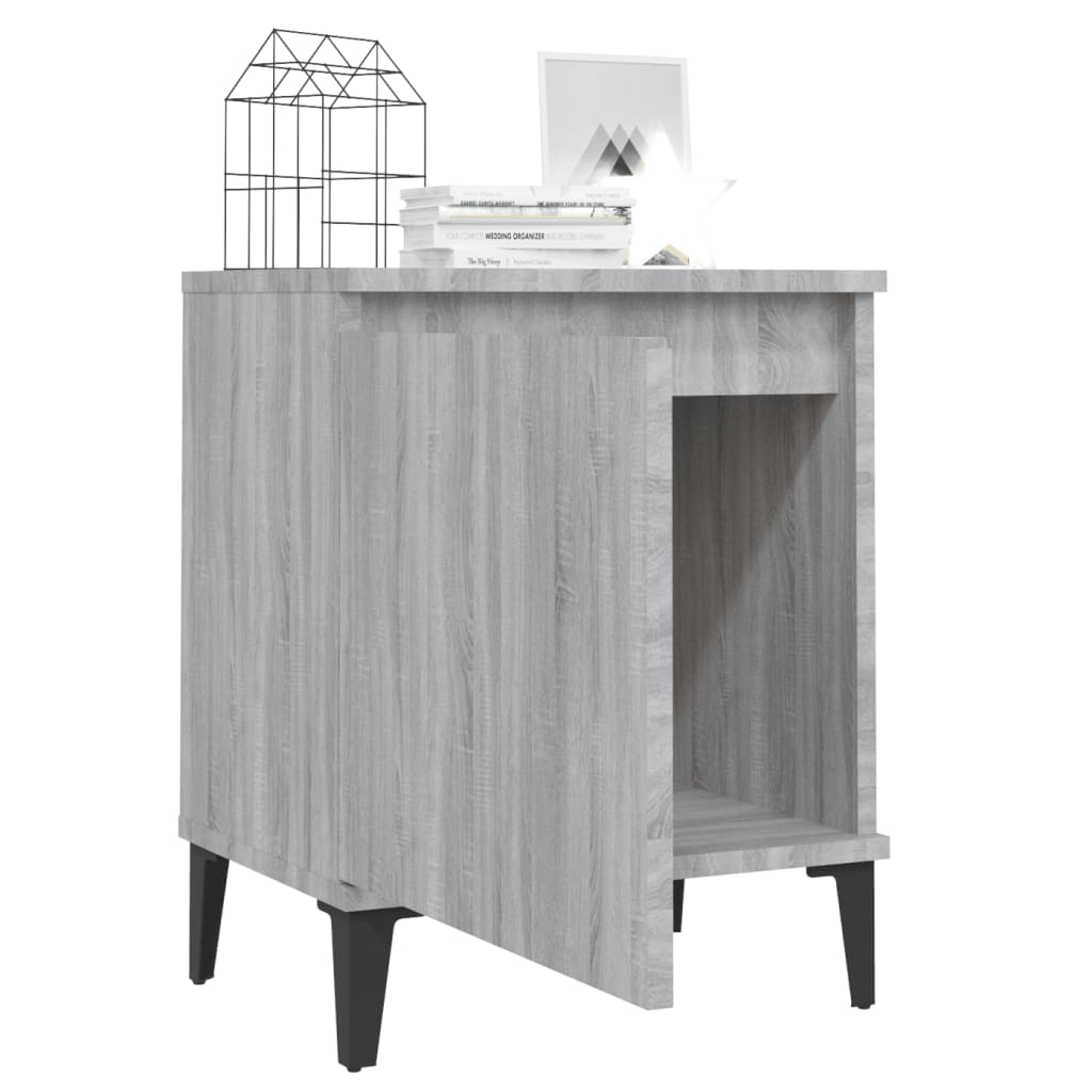 Nachtkastjes Met Metalen Poten 40X30X50 Cm 2 Grijs sonoma