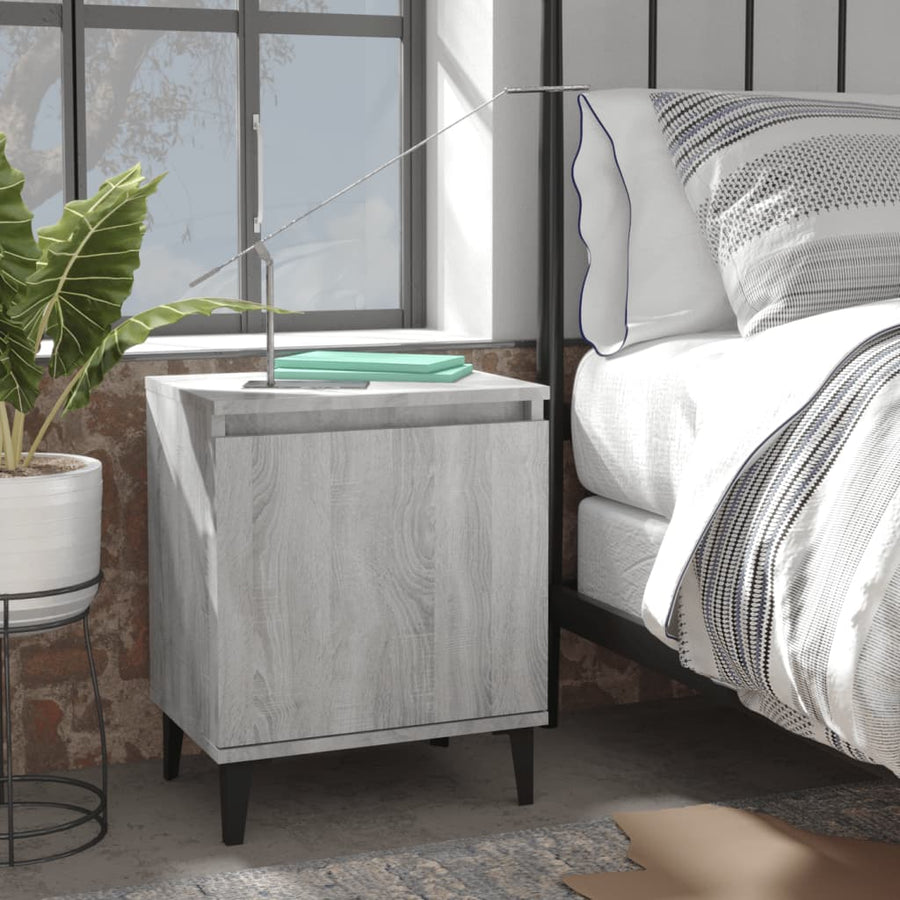 Nachtkastjes Met Metalen Poten 40X30X50 Cm 2 Grijs sonoma