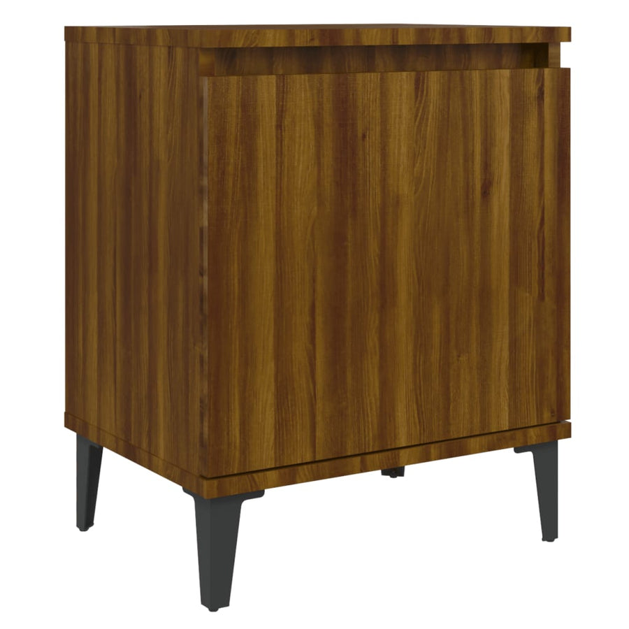 Nachtkastje Met Metalen Poten 40X30X50 Cm 1 bruin eikenkleur