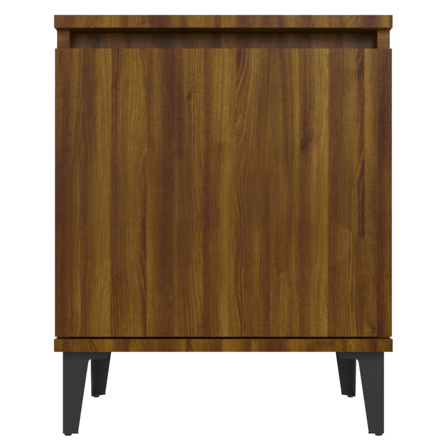Nachtkastje Met Metalen Poten 40X30X50 Cm 1 bruin eikenkleur