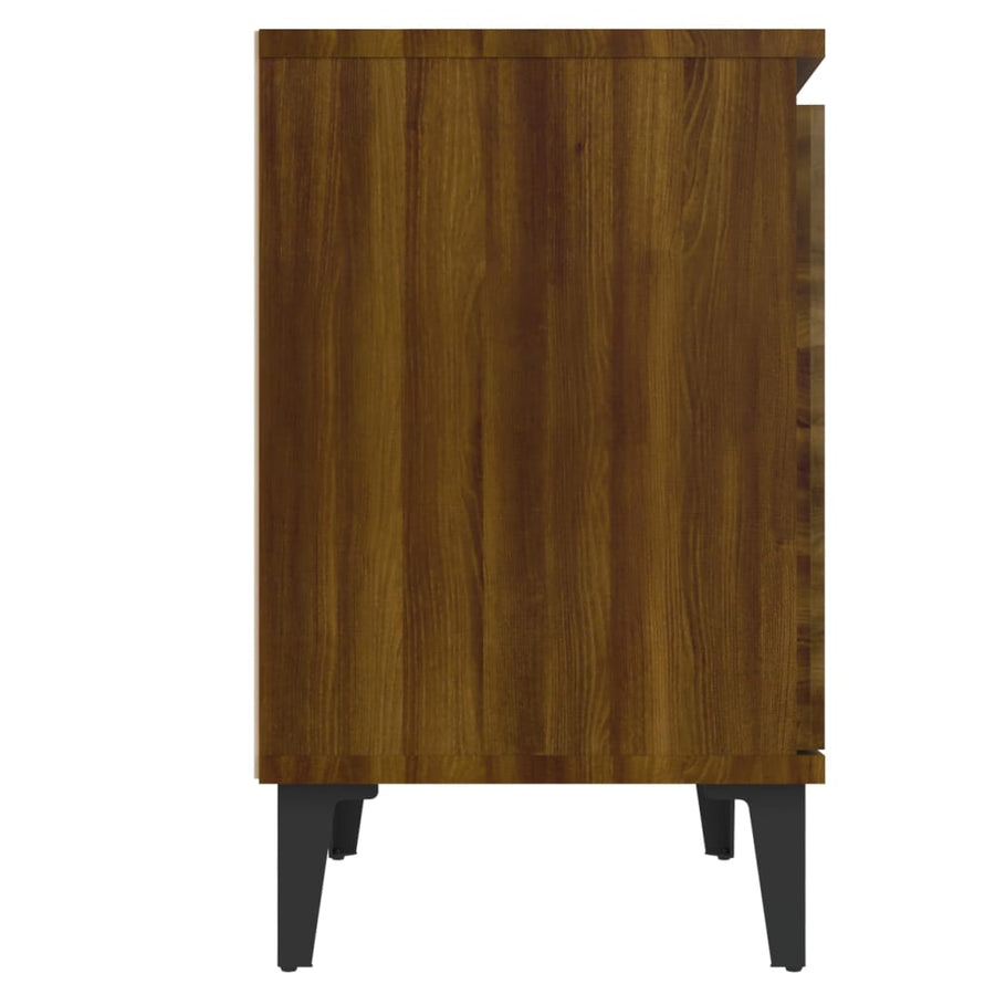 Nachtkastje Met Metalen Poten 40X30X50 Cm 1 bruin eikenkleur