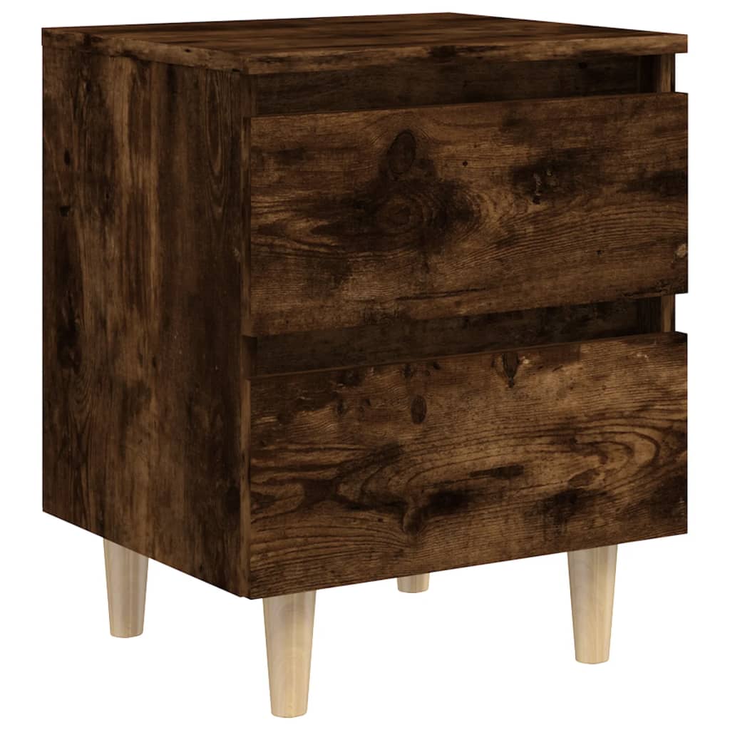 Nachtkastjes 2 st met houten poten 40x35x50 cm gerookt eiken 2 Gerookt eiken