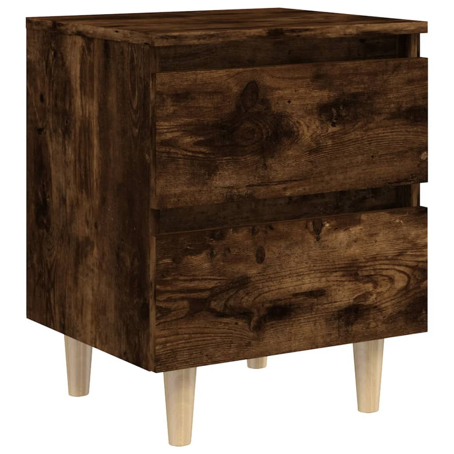 Nachtkastjes 2 st met houten poten 40x35x50 cm gerookt eiken 2 Gerookt eiken
