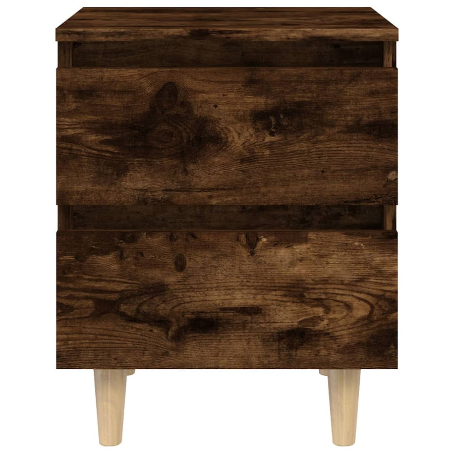 Nachtkastjes 2 st met houten poten 40x35x50 cm gerookt eiken 2 Gerookt eiken