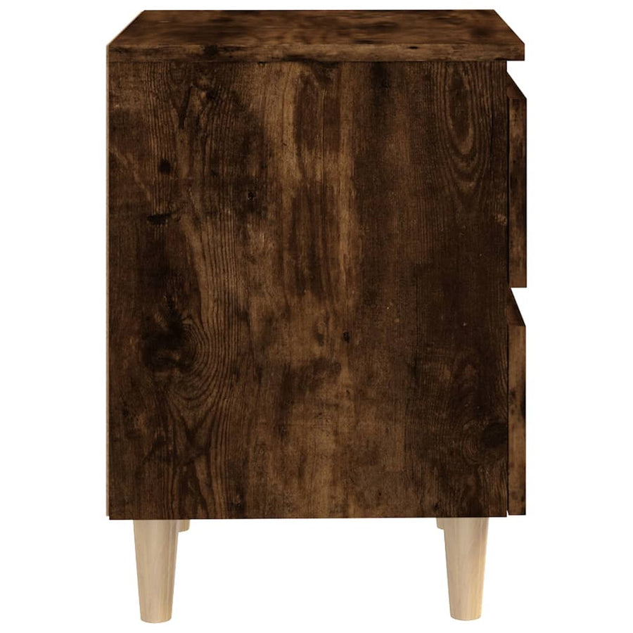 Nachtkastjes 2 st met houten poten 40x35x50 cm gerookt eiken 2 Gerookt eiken