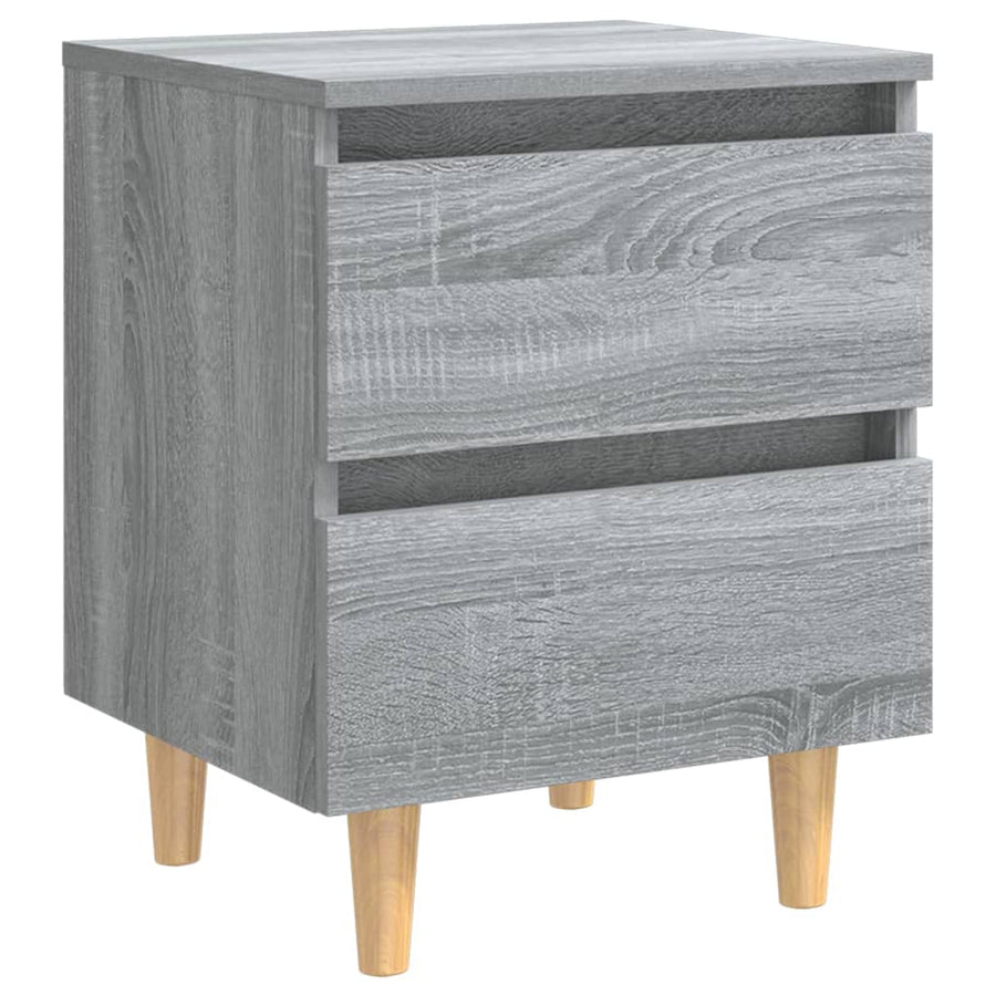 Nachtkastje Met Houten Poten 40X35X50 Cm Eiken 1 Grijs sonoma