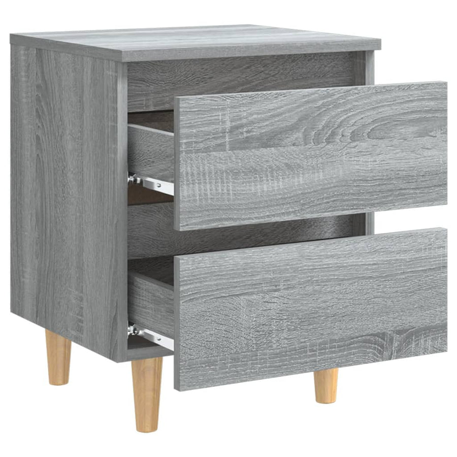 Nachtkastje Met Houten Poten 40X35X50 Cm Eiken 1 Grijs sonoma
