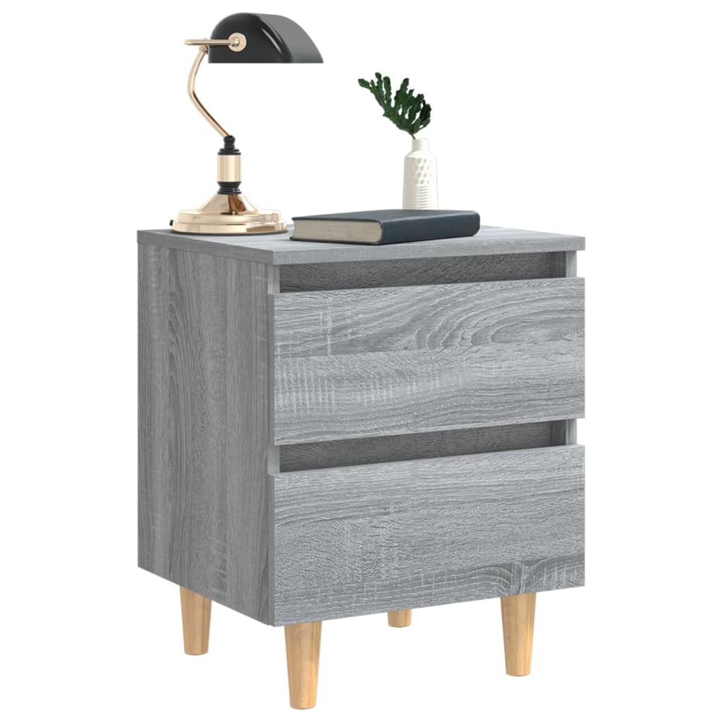 Nachtkastje Met Houten Poten 40X35X50 Cm Eiken 1 Grijs sonoma