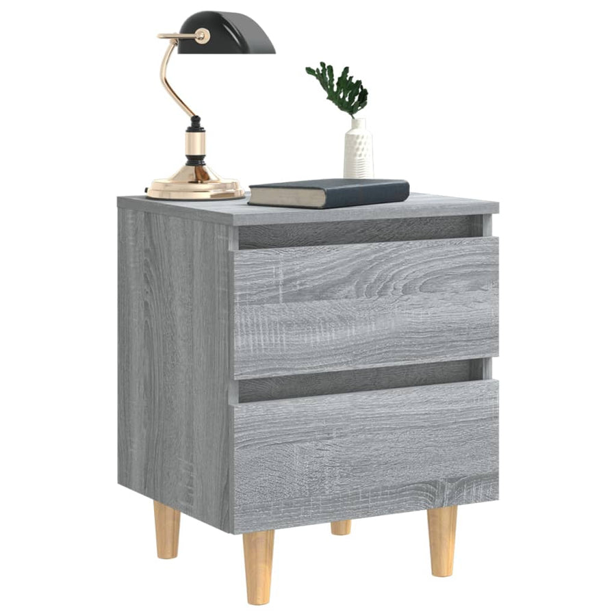 Nachtkastje Met Houten Poten 40X35X50 Cm Eiken 1 Grijs sonoma