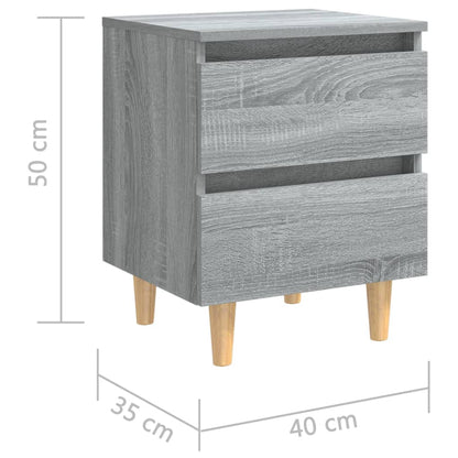 Nachtkastje Met Houten Poten 40X35X50 Cm Eiken 1 Grijs sonoma