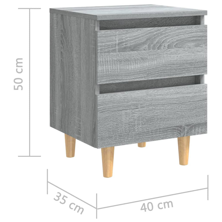 Nachtkastje Met Houten Poten 40X35X50 Cm Eiken 1 Grijs sonoma