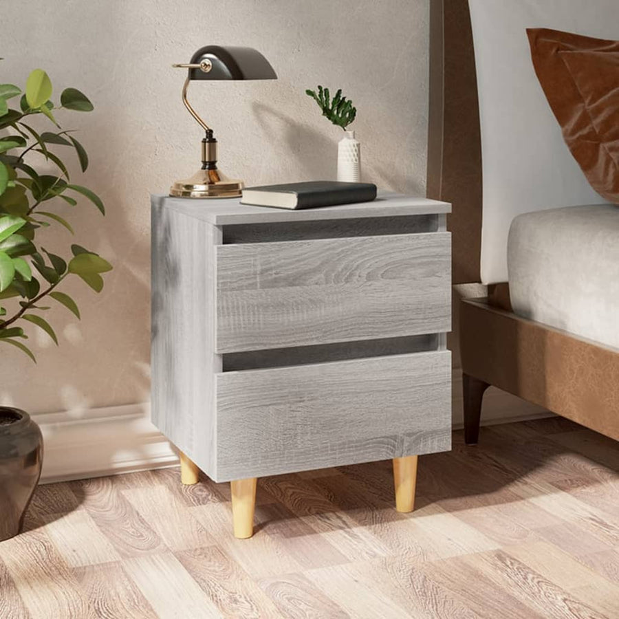 Nachtkastje Met Houten Poten 40X35X50 Cm Eiken 1 Grijs sonoma