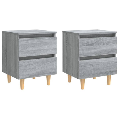 Nachtkastjes Met Houten Poten 40X35X50 Cm 2 Grijs sonoma