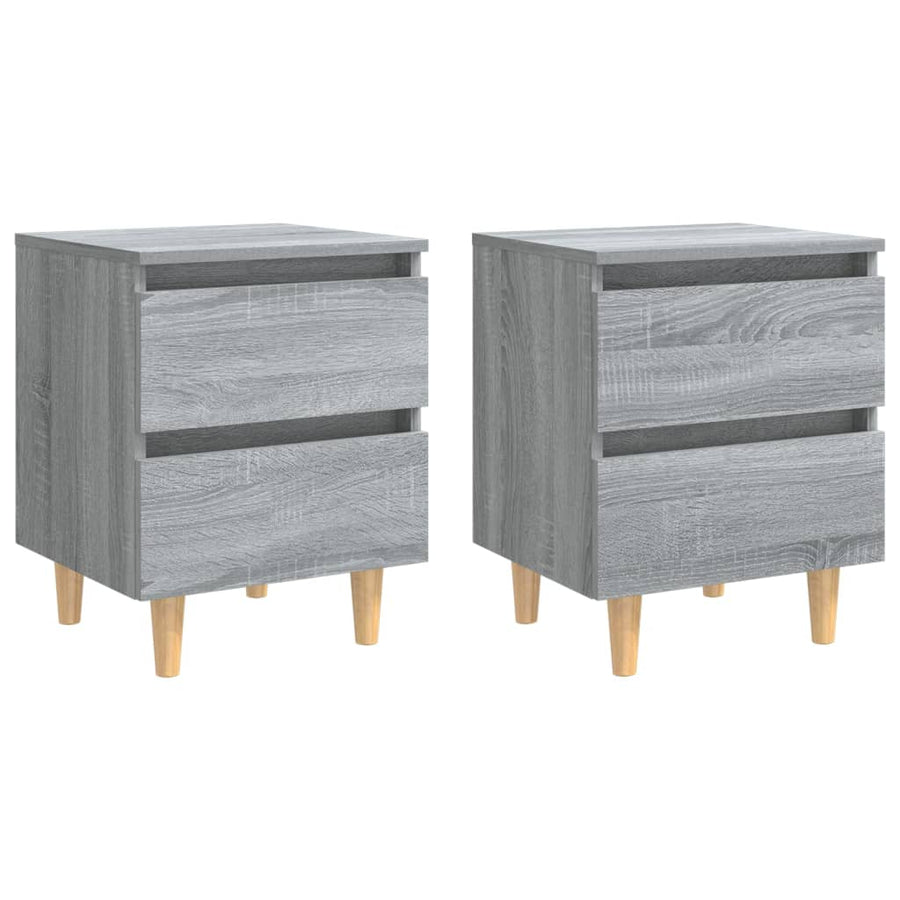 Nachtkastjes Met Houten Poten 40X35X50 Cm 2 Grijs sonoma