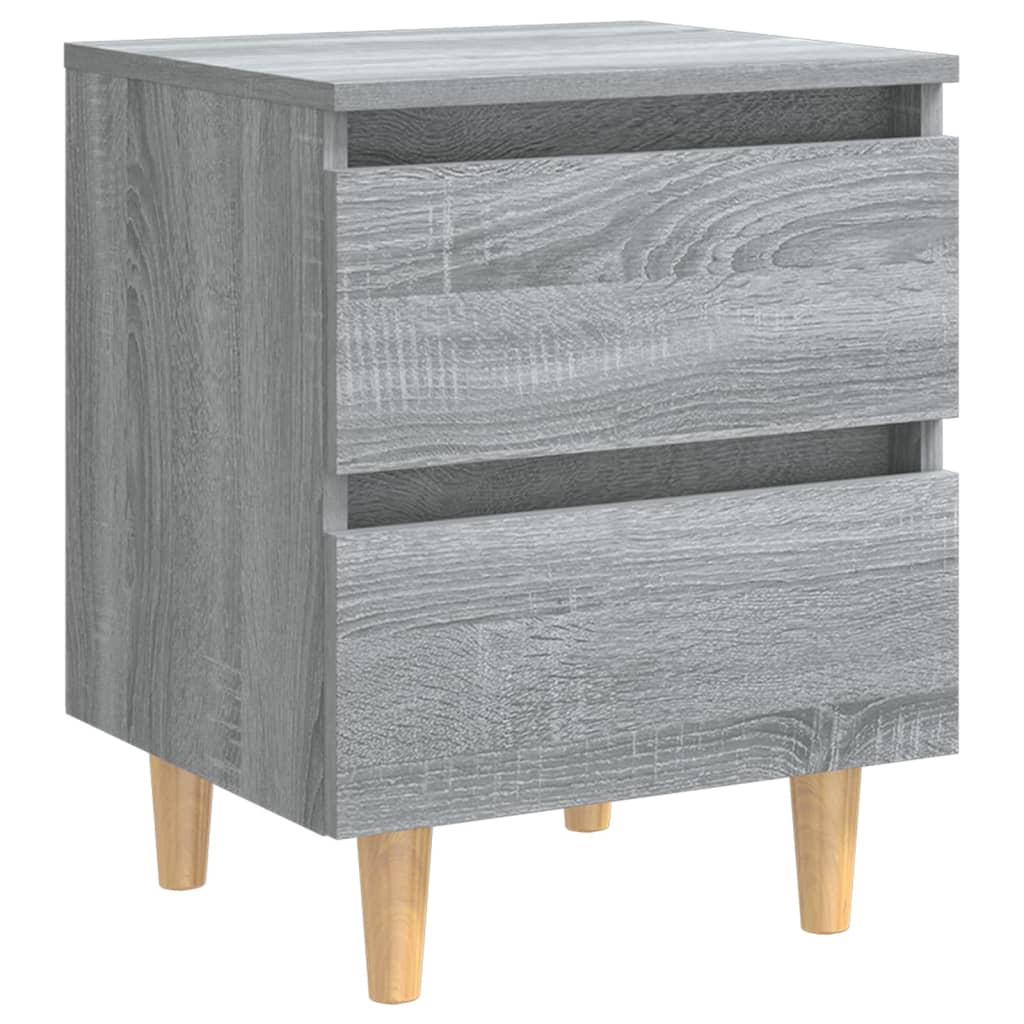 Nachtkastjes Met Houten Poten 40X35X50 Cm 2 Grijs sonoma