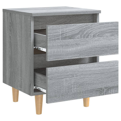Nachtkastjes Met Houten Poten 40X35X50 Cm 2 Grijs sonoma