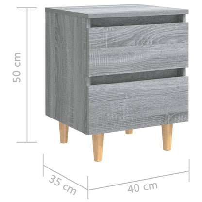 Nachtkastjes Met Houten Poten 40X35X50 Cm 2 Grijs sonoma