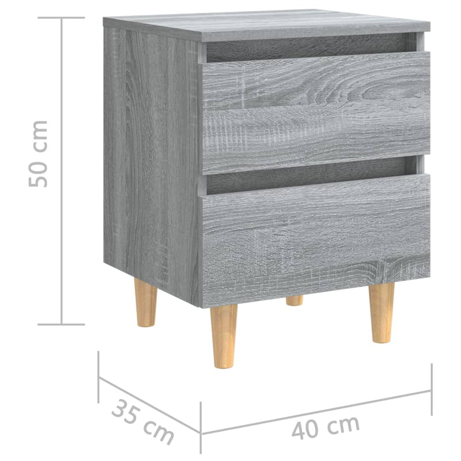 Nachtkastjes Met Houten Poten 40X35X50 Cm 2 Grijs sonoma