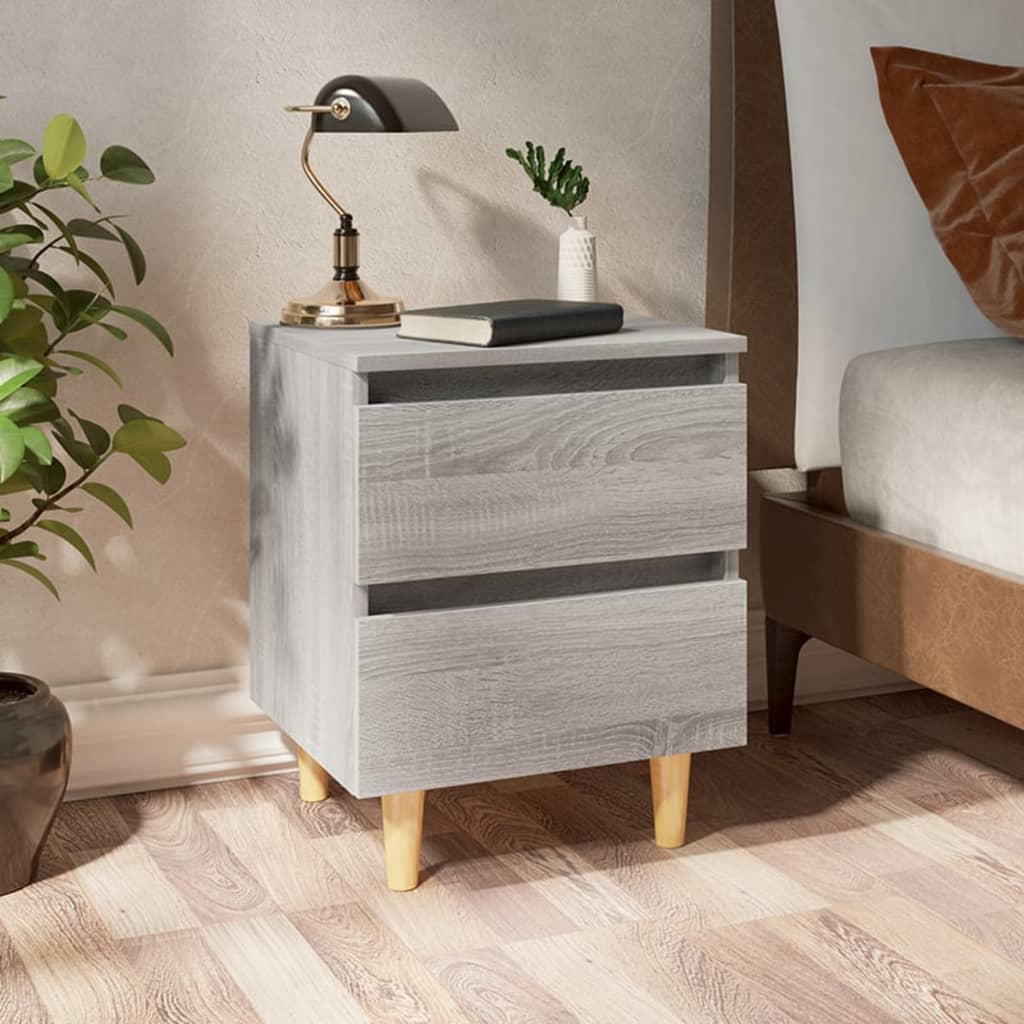 Nachtkastjes Met Houten Poten 40X35X50 Cm 2 Grijs sonoma
