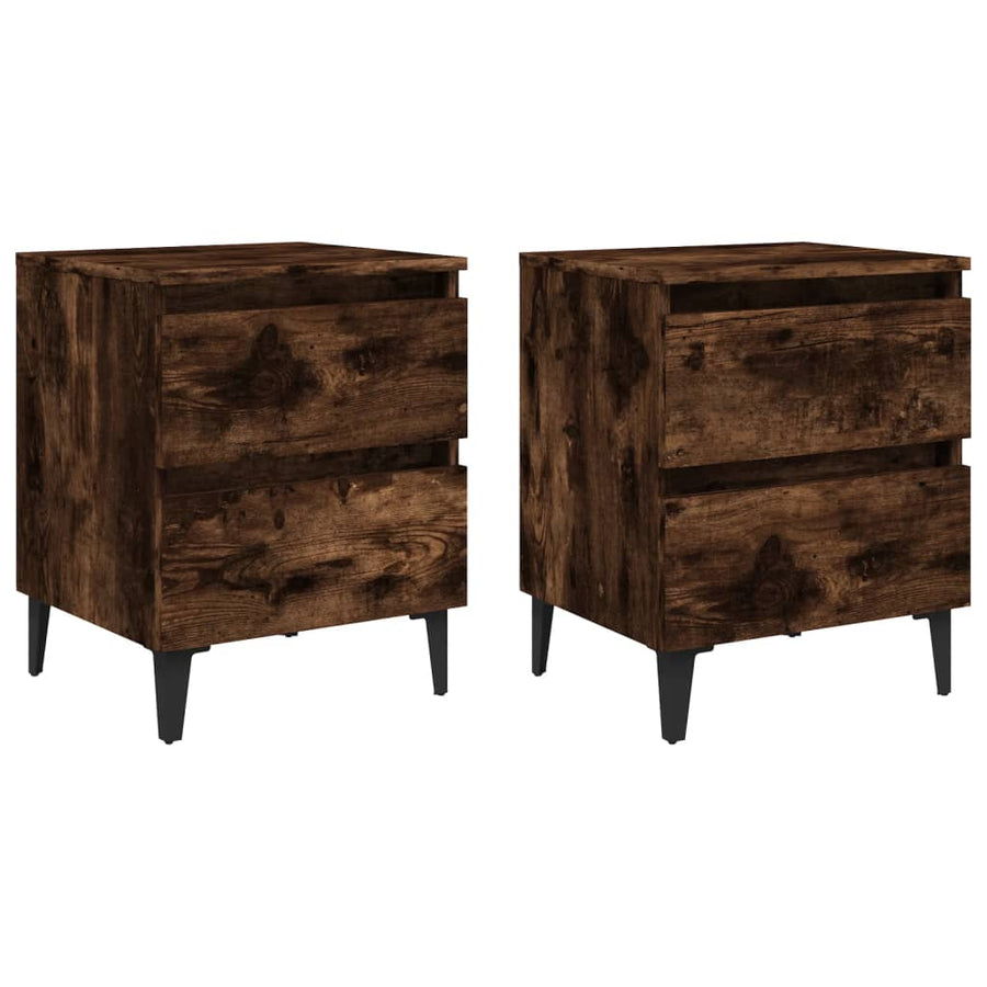 Nachtkastjes Met Metalen Poten 40X35X50 Cm 2 Gerookt eiken