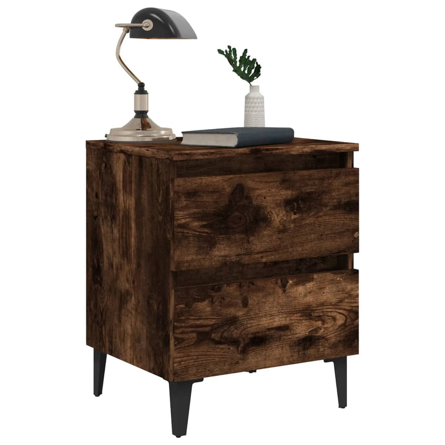 Nachtkastjes Met Metalen Poten 40X35X50 Cm 2 Gerookt eiken