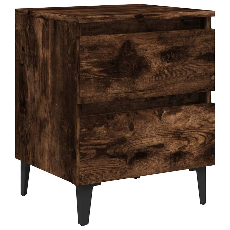 Nachtkastjes Met Metalen Poten 40X35X50 Cm 2 Gerookt eiken
