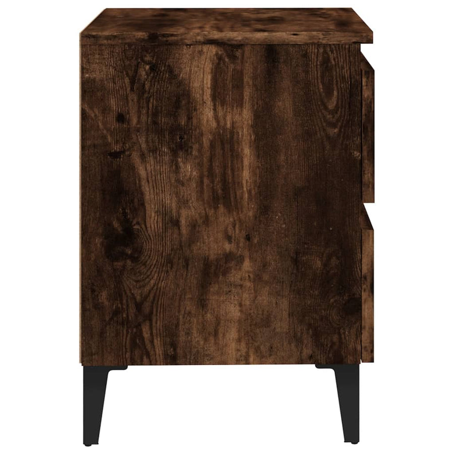 Nachtkastjes Met Metalen Poten 40X35X50 Cm 2 Gerookt eiken