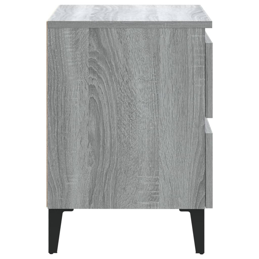 Nachtkastje met metalen poten 40x35x50 cm grijs sonoma eiken