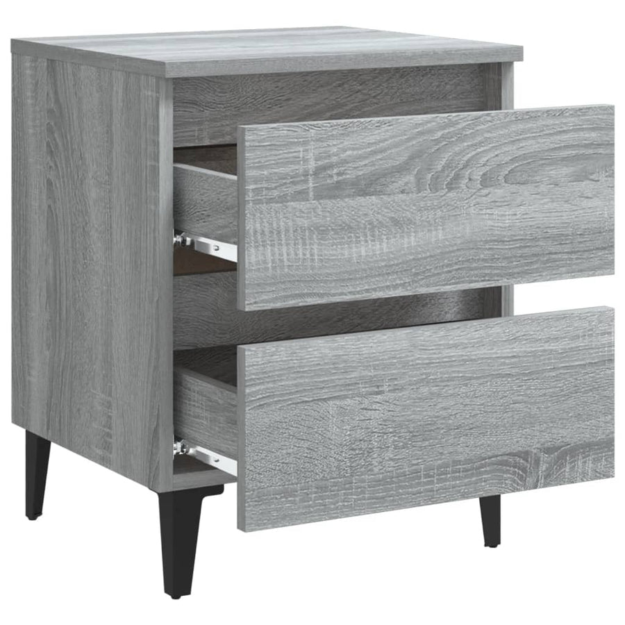 Nachtkastje met metalen poten 40x35x50 cm grijs sonoma eiken