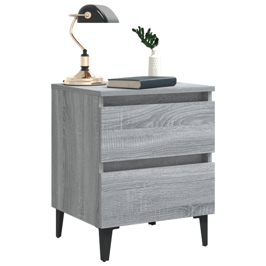 Nachtkastje met metalen poten 40x35x50 cm grijs sonoma eiken